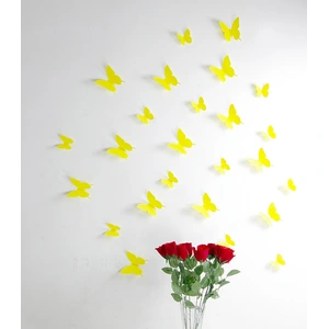 Ambiance-sticker Kit de 12 Stickers papillons 3D jaunesVendu parambiance-sticker