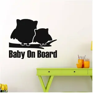 Ambiance-sticker Sticker Baby on board Famille d'HibouxVendu parambiance-sticker