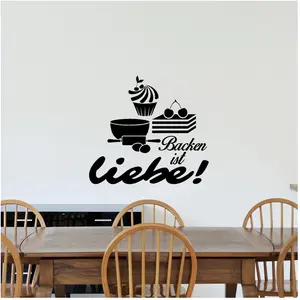 Ambiance-sticker Sticker cuisine Backen ist liebe!Vendu parambiance-sticker