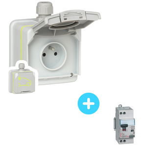 Pack LEGRAND Prise Green up - 090471 + Disjoncteur différentiel 410754 pas cher