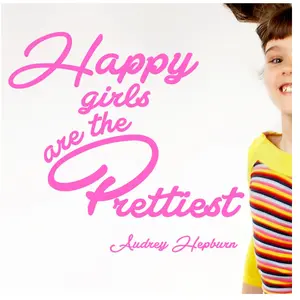 Ambiance-sticker Sticker citation happy girls ary the prettiest - Audrey HepburnVendu parambiance-sticker