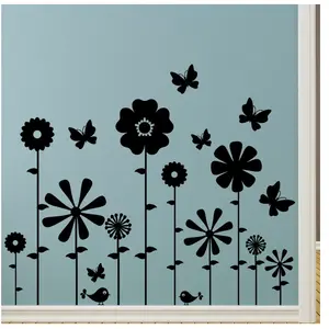 Ambiance-sticker Sticker Fleurs papillons et oiseaux pas cher
