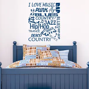 Ambiance-sticker Sticker citation musique i love music, punk, rap, popVendu parambiance-sticker
