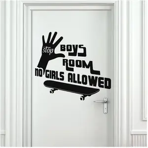 Ambiance-sticker Sticker porte citation Boys room no Girls allowedVendu parambiance-sticker