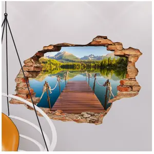 Ambiance-sticker Sticker trompe l'oeil vue entre montagnes et lacVendu parambiance-sticker
