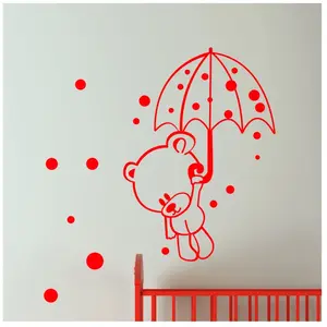 Ambiance-sticker Sticker nounours volant avec son parapluie pas cher