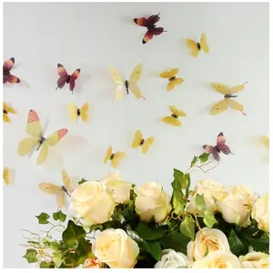 Ambiance-sticker Papillons 3D jaunes - 18 stickers papillons 3D authentiquesVendu parambiance-sticker