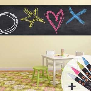 NC Sticker ardoise tableau noir - stickers muraux adhésif effaçable - ardoise géante 200X60 cm et 4 craies liquidesVendu parambiance-sticker