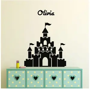 Ambiance-sticker Sticker prénom personnalisable Château de princesse 2Vendu parambiance-sticker