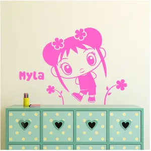 Ambiance-sticker Sticker prénom personnalisable Fille Kawaii et fleursVendu parambiance-sticker