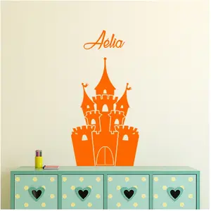 Ambiance-sticker Sticker prénom personnalisable Château de princesse 3Vendu parambiance-sticker