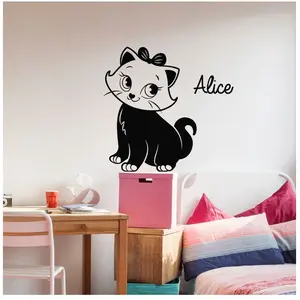 Sticker prénom personnalisable Petite chatteVendu parambiance-sticker