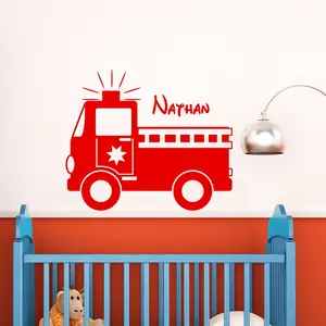 Ambiance-sticker Sticker prénom personnalisable Camion de pompier pas cher