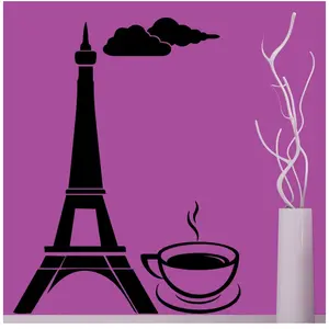 Sticker cuisine Paris Tour Eiffel et tasse de caféVendu parambiance-sticker