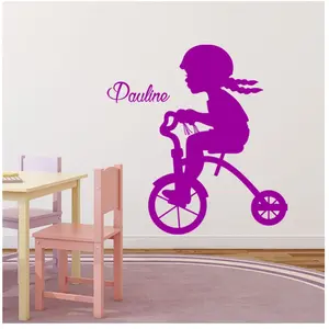 Ambiance-sticker Sticker prénom personnalisable À bicyclette pas cher