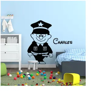 Ambiance-sticker Sticker prénom personnalisable Petit policierVendu parambiance-sticker