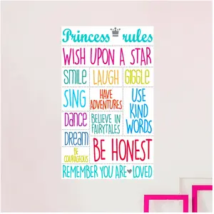 Ambiance-sticker Sticker citation Princess rules multi couleurVendu parambiance-sticker