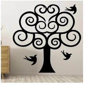 Ambiance-sticker Sticker design Arbre spirale et ses oiseaux pas cher