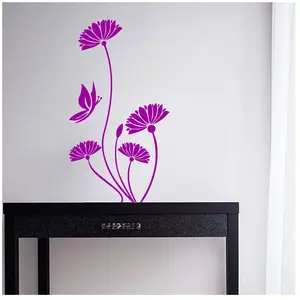 Ambiance-sticker Sticker papillon élégant et fleurs pas cher