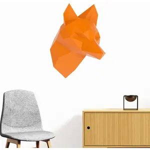 Ambiance-sticker Sticker origami 3D renard orange de profilVendu parambiance-sticker