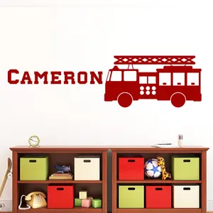 Ambiance-sticker Sticker prénom personnalisable et son camion de pompierVendu parambiance-sticker