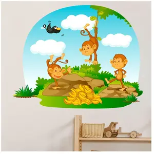 Ambiance-sticker Sticker 3 singes et des bananes pas cher