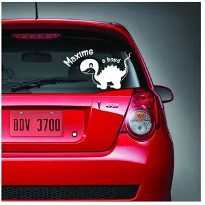 Ambiance-sticker Sticker Bébé à bord personnalisable et son dinosaureVendu parambiance-sticker