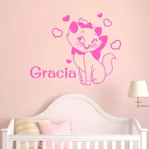 Ambiance-sticker Sticker prénom personnalisable et son amie le chatVendu parambiance-sticker