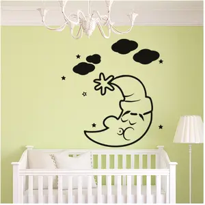 Sticker Lune qui dort, étoile et nuage pas cher