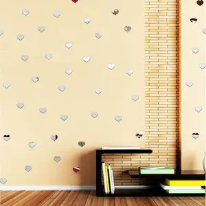 Pack de 100 stickers miroir en forme de coeur pas cher