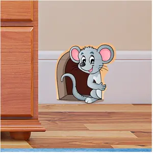 Ambiance-sticker Sticker trompe l'oeil Trou de souris avec la souris sourianteVendu parambiance-sticker