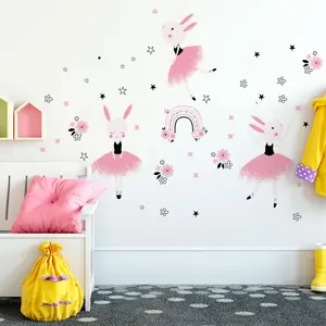 Ambiance-sticker Stickers animaux lapines ballerines parmi les fleursVendu parambiance-sticker