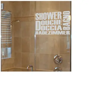 Sticker porte de douche Douche en plusieurs langues  55x80cmVendu parambiance-sticker