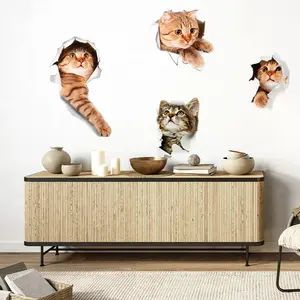 Ambiance-sticker 6 stickers trompe l'oeil chatVendu parambiance-sticker