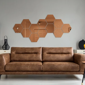 Comparateur de prix : AMBIANCE-STICKER 12 stickers miroirs hexagonaux rose or - Autocollants stickers adhésifs effet miroir