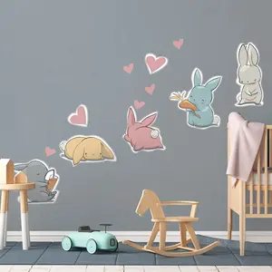 Ambiance-sticker Stickers chambre enfant animaux lapins rigolosVendu parambiance-sticker