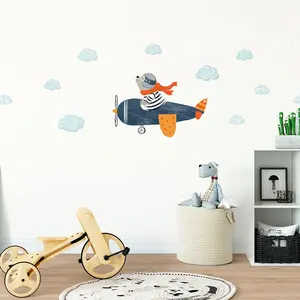 Ambiance-sticker Stickers enfant animaux ourson pilote de ligneVendu parambiance-sticker