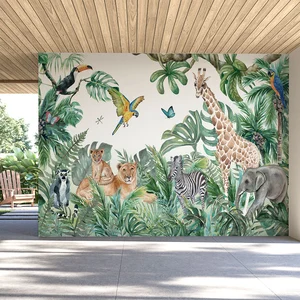 Comparateur de prix : Ambiance-sticker Papier peint panoramique jungle préencollé grand safari H 250 x...