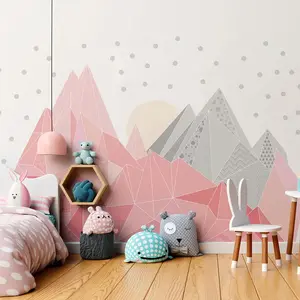 Ambiance-sticker Stickers montagnes scandinaves origami roseVendu parambiance-sticker