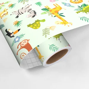 Ambiance-sticker Revêtement adhésif rouleau enfant animaux de la jungle H60 x L100 cmVendu parambiance-sticker