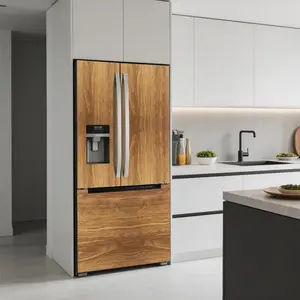 Sticker réfrigérateur et lave vaisselle bois teck H60 x L200 cmVendu parambiance-sticker