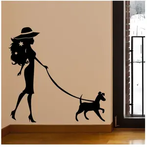 Ambiance-sticker Sticker Femme élégante avec son chien pas cher