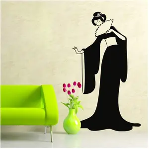 Ambiance-sticker Sticker Femme avec éventail et robe longue pas cher