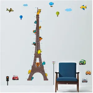 Ambiance-sticker Sticker toise Tour Eiffel pour enfants avec animaux et avionsVendu parambiance-sticker