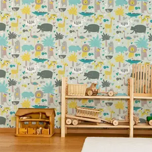 Ambiance-sticker Sticker tapisserie chambre enfant animaux des tropiques pas cher