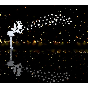 AMBIANCE-STICKER Sticker miroir Fée et 42 étoiles - Autocollants stickers adhésifs effet miroirVendu parambiance-sticker
