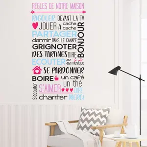 Ambiance-sticker Stickers citation règles de notre maison en couleurVendu parambiance-sticker