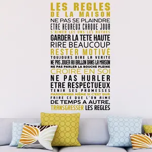 Ambiance-sticker Stickers citation les règles de la maison en couleurVendu parambiance-sticker
