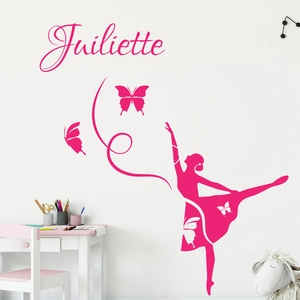 Comparateur de prix : Susino Sticker prénom personnalisable Ballerine et papillons