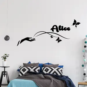 Ambiance-sticker Sticker prénom personnalisé Magie des papillons pas cher